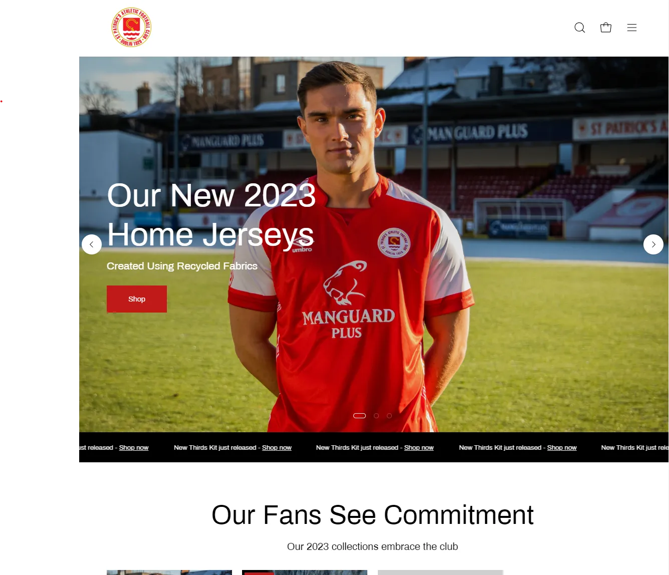 St Patricks Athletic Shopify Store: Website - Shopify store